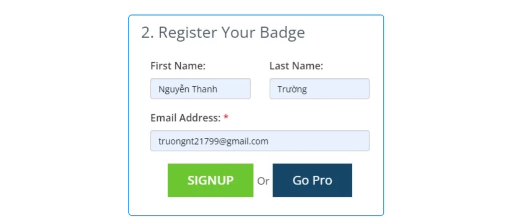 Điền đầy đủ thông tin đăng ký DMCA
