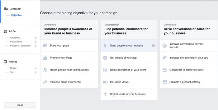 Chọn “send people to your website”