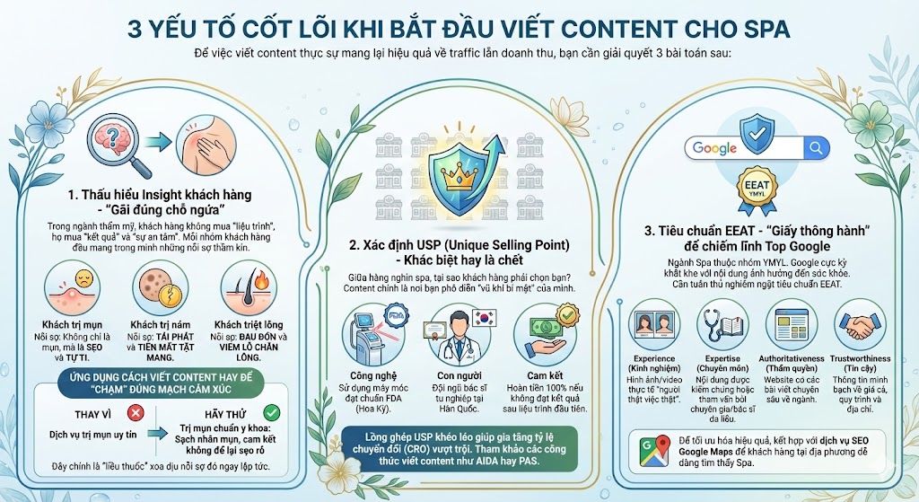 3 Yếu tố cốt lõi khi bắt đầu viết content cho spa