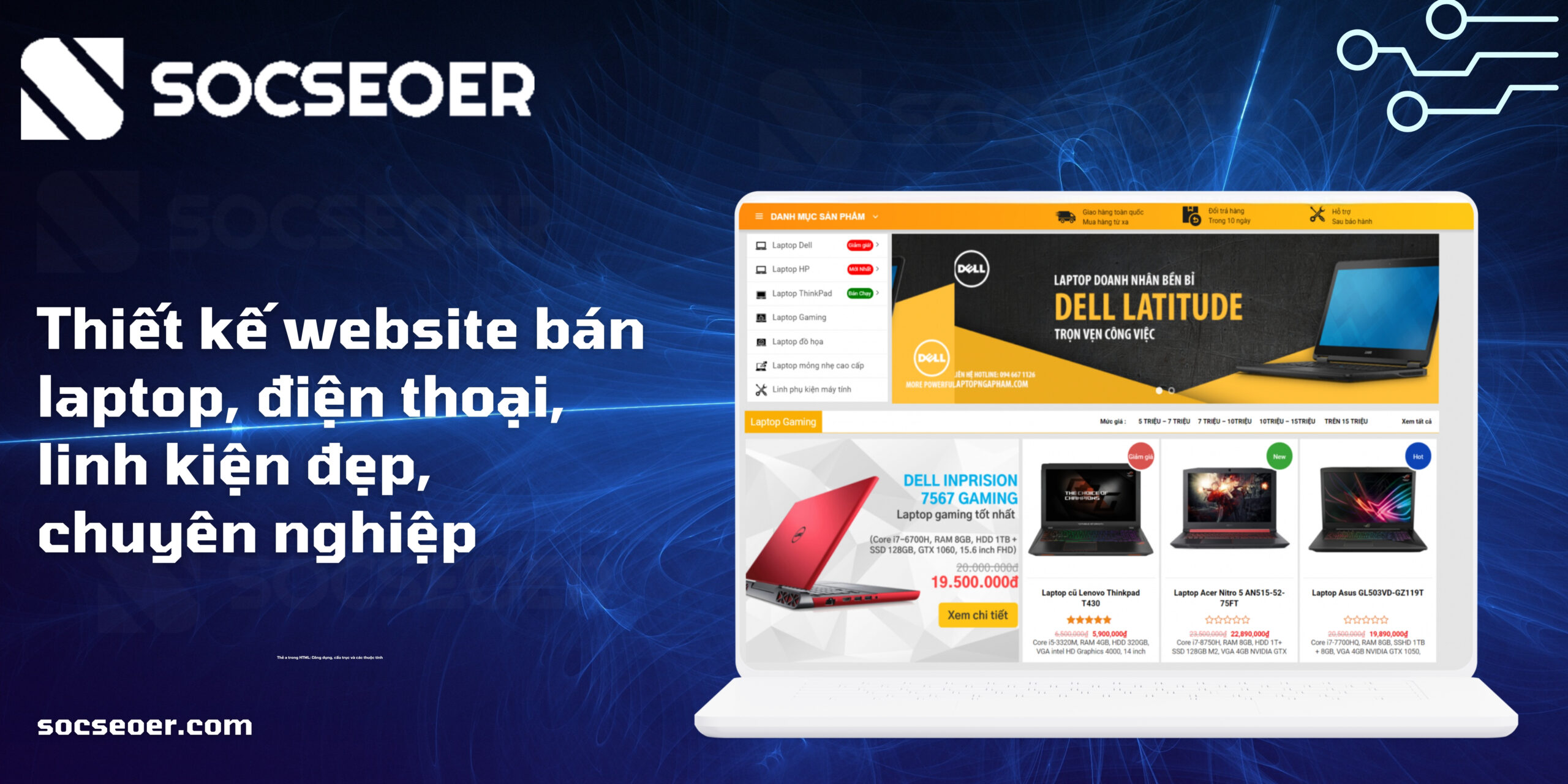 thiết kế website bán laptop, điện thoại