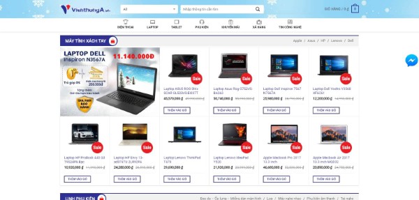 Trang chủ website bán máy tính và phụ kiện