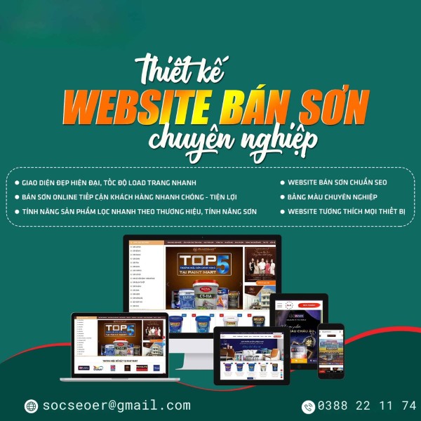 Thiết kế website bán sơn uy tín, giao diện đẹp, chuẩn SEO