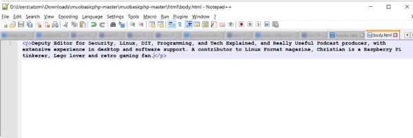 Cập nhật nội dung vào phần body của trang web