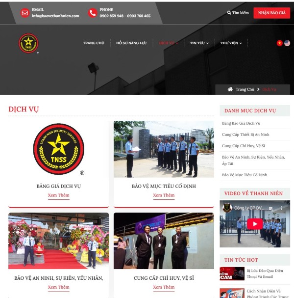 Danh mục dịch vụ bảo vệ
