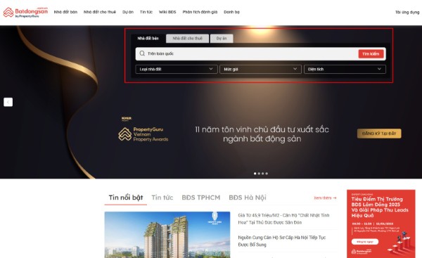 Tìm kiếm bất động sản nâng cao