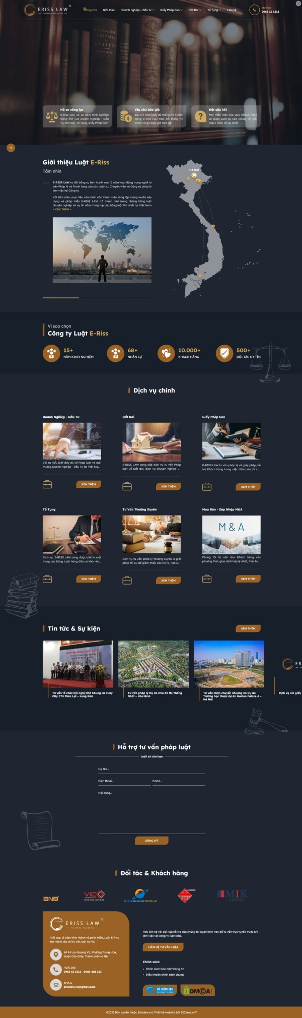 Giao diện website công ty Luật đơn giản, chuyên nghiệp và dễ sử dụng