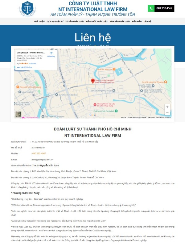 Trang liên hệ và đặt lịch hẹn trực tuyến