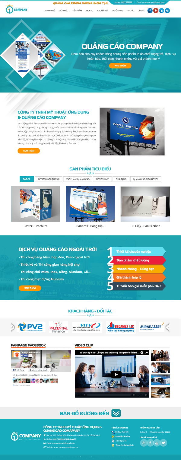 Công nghệ thiết kế website công ty quảng cáo