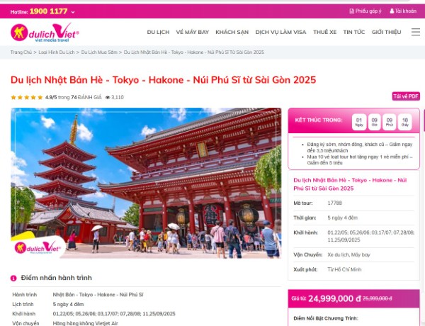 Đặt tour và thanh toán trực tuyến