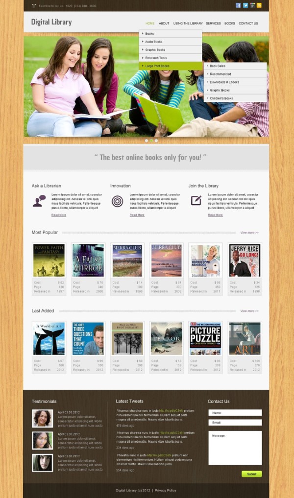 Giao diện website thư viện trực tuyến