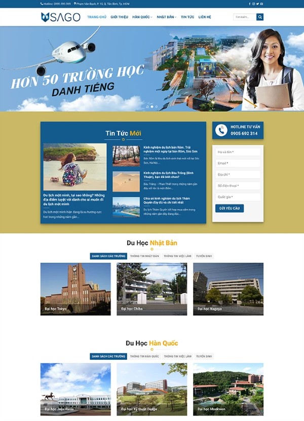 Trang chủ website du học ấn tượng