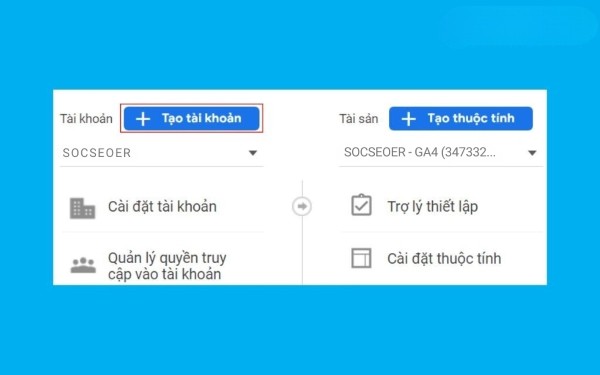 Click chọn tạo tài khoản mới.