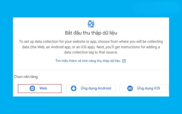 Click chọn nền tảng web