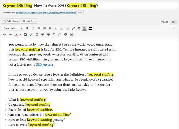 Tránh hiện tượng nhồi nhét từ khóa (Keyword Stuffing)