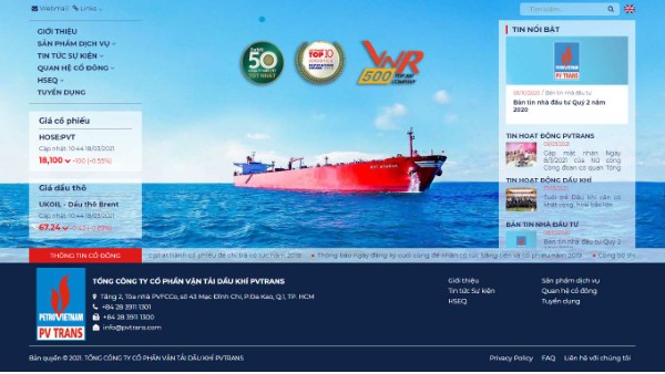 Các danh mục cơ bản của một website dầu khí