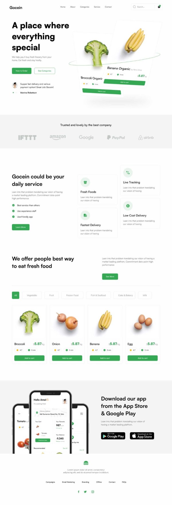 Trang giới thiệu website thực phẩm