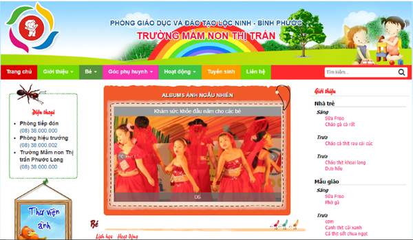 Các yếu tố cần có trong website trường mầm non