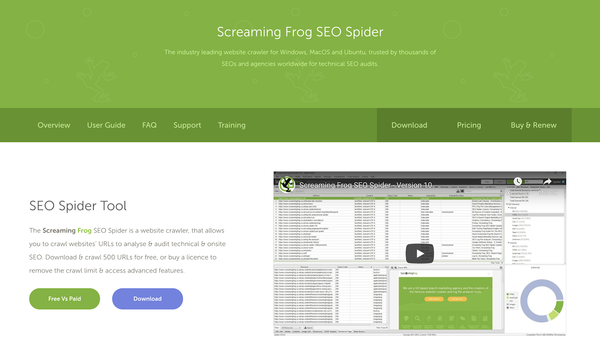 Khám phá giao diện công cụ SEO Screaming Frog
