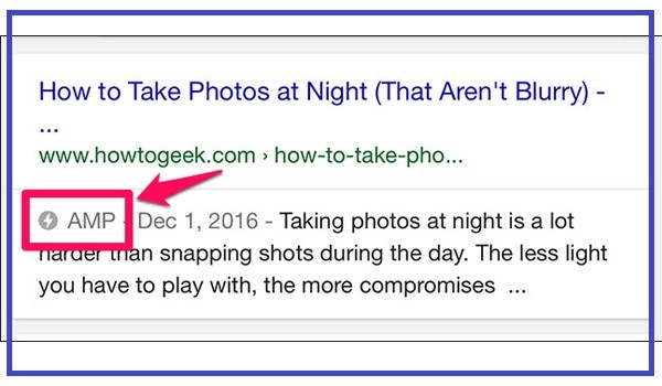 AMP xuất hiện trong các kết quả hiển thị nổi bật dưới dạng các thẻ bài viết nhanh