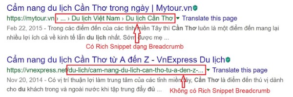 Rich Snippet này giúp người đọc dễ dàng nhận biết nguồn gốc nội dung