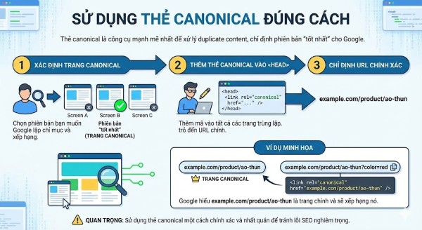 Duplicate content là gì? Cách xử lý nội dung trùng lặp để tránh Google phạt Cách sử dụng thẻ canonical để xử lý duplicate content