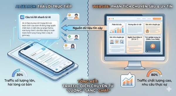 Website vẫn có traffic khi AI trả lời trực tiếp