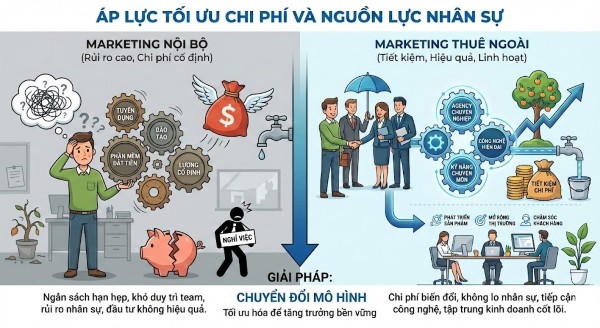 Doanh nghiệp có thể tiết kiệm các khoản chi phí khi sử dụng marketing thuê ngoài