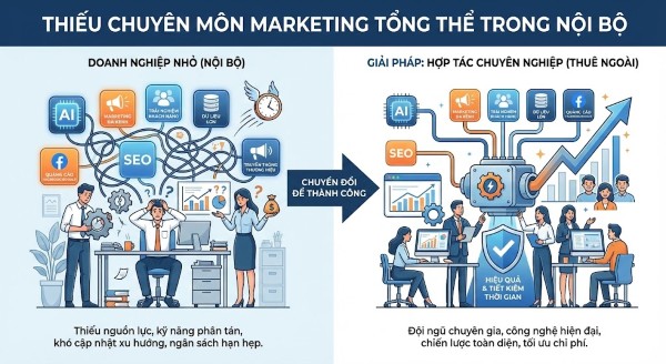 Thiếu chuyên môn marketing tổng thể trong nội bộ