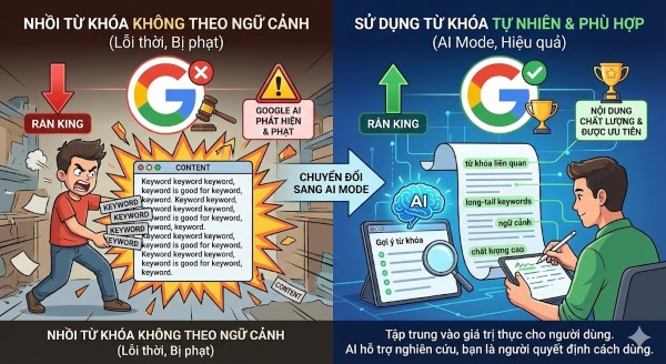 Nhồi từ khóa quá nhiều dẫn đến google phát hiện và phạt trang web