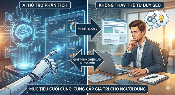Kết hợp AI hỗ trợ phân tích, không thay thế tư duy SEO