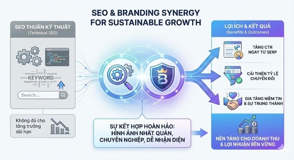 Kết hợp SEO và xây dựng thương hiệu giúp doanh nghiệp dễ nhận diện trên môi trường tìm kiếm