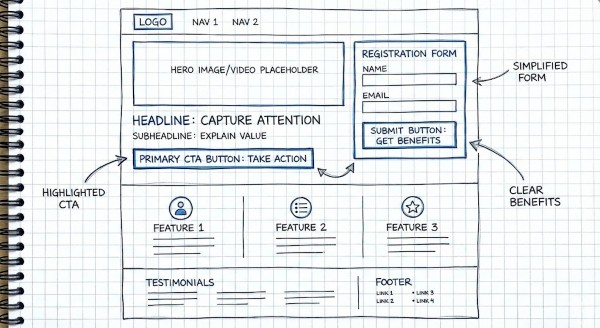 Wireframe cho landing page